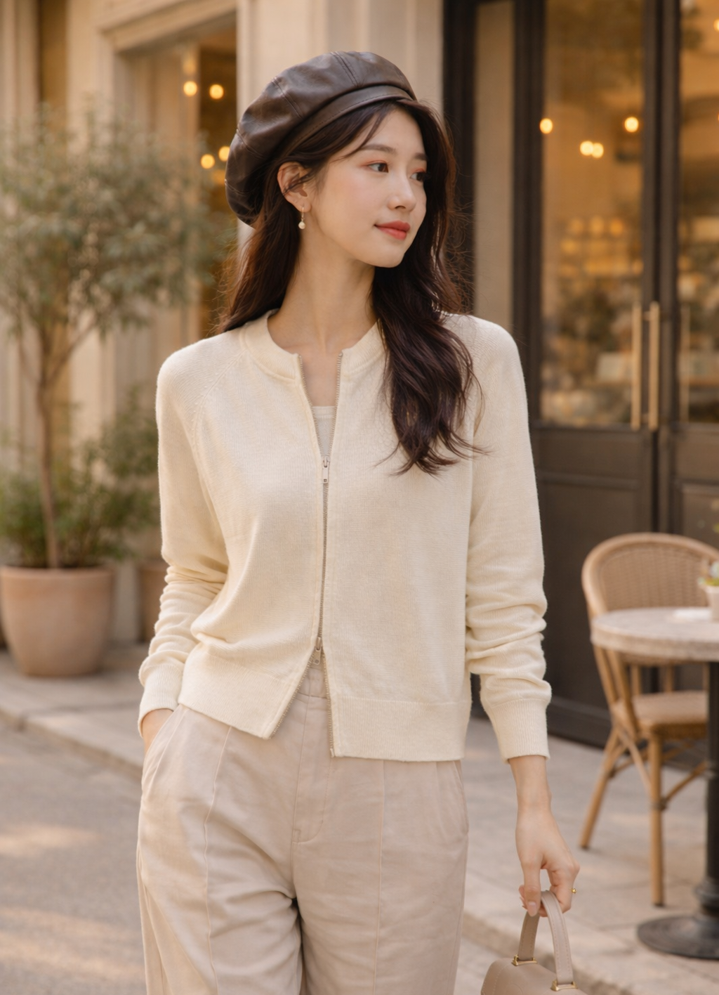 Q114雙拉鍊針織外套